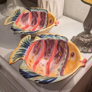 Discontinued Under the Sea Fish Kiss Salad Bowls x 2